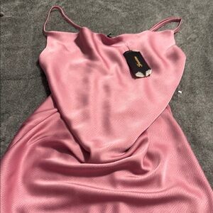 Shinestar Pink Asymmetrical Spaghetti Strap Slip Dress Cocktail